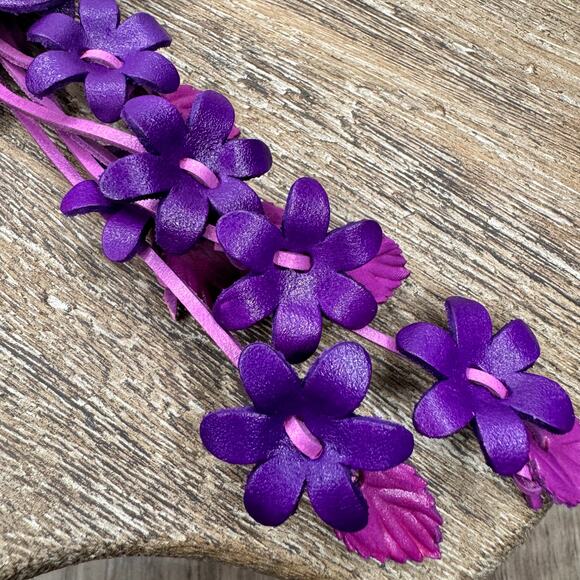 Genuine Leather Flower Purse Charm Leather Purple Spring Bag Charm NEW FAST SHIP - Picture 7 of 8